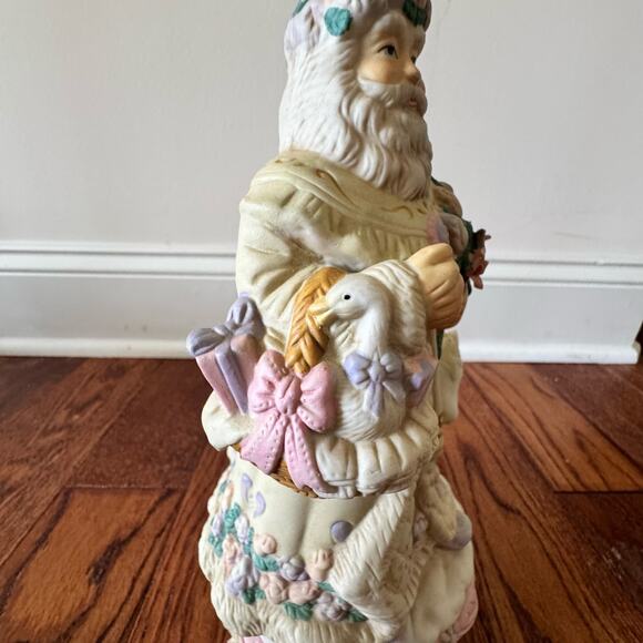 Victorian Santa Musical Figure Plays White Christmas Horse Floral Vintage - Picture 5 of 16